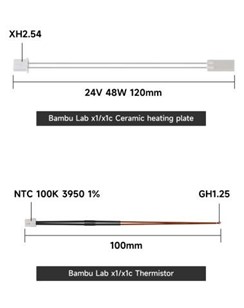 Ceramic heater for Bambu X1/X1C 15*7*1.25mm( 24V ,10.8-13.2Ω ）