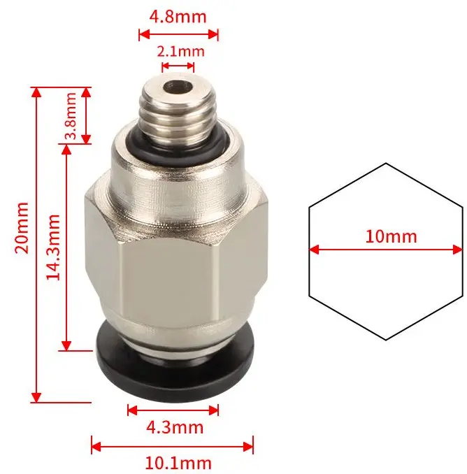 PC4-M5 Pneumatic Connector for 1.75mm(Silver)