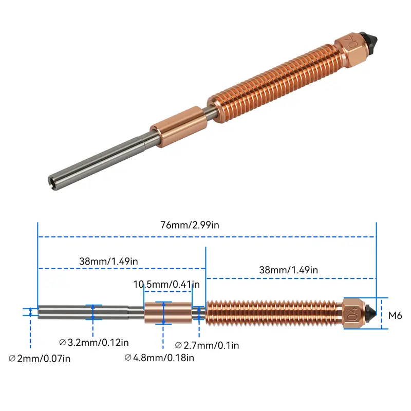 Integrated detachable nozzle For Creality K2/Hi (1.75/0.4mm)